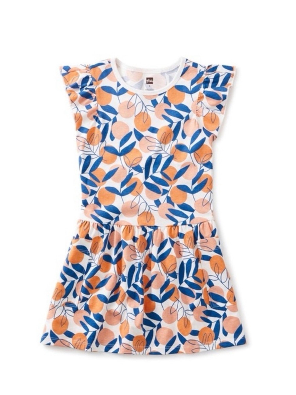 Tea Collection Mediterranean Orange Flutter Sleeve Dress